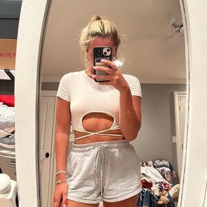 SHEIN White Cut-Out Crop Top